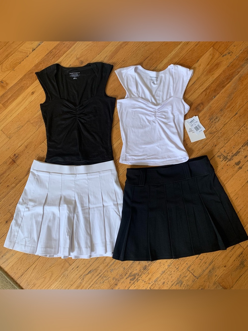 Black and white matching tops and skirts style bundle